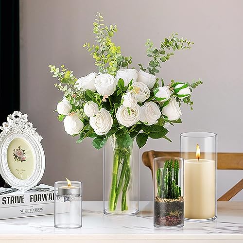 48 Pack Glass Cylinder Vases 4,6,8,10 Inch Tall Clear Flower Vase Hurricane Floating Candle Holder for Table Centerpiece Wedding Home Decor - size: 48 Pack(4,6,8,10 Inch )