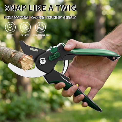 8.5" Bypass Pruning Shears, SK5 Steel Pruning Shears for Gardening, Garden Clippers with 2-Position Adjustable Jaw for Thick Branches, Landscaping - style: 8.5'' adjustable pruning shears