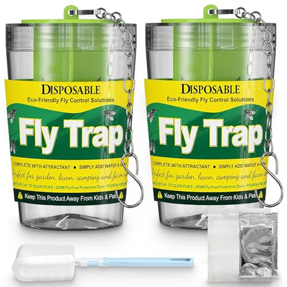 Fly Traps Outdoor Hanging Disposable Fly Trap Outdoor Fly Killer Fly Catcher Bags for Patio Yard Garden Farm Barn,2 Packs - color: 2 pcaks