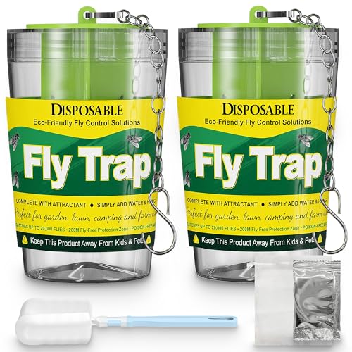Fly Traps Outdoor Hanging Disposable Fly Trap Outdoor Fly Killer Fly Catcher Bags for Patio Yard Garden Farm Barn,2 Packs - color: 2 pcaks