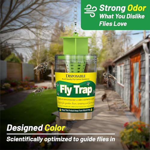 Fly Traps Outdoor Hanging Disposable Fly Trap Outdoor Fly Killer Fly Catcher Bags for Patio Yard Garden Farm Barn,2 Packs - color: 2 pcaks
