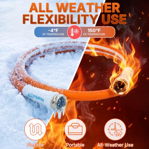 Short Garden Leader Hose - 5/8 Inch Lightweight All-Weather Water Hose - Durable And Flexible, Leakproof Connections, Kink Resistant - Rubber Garden Hose With 3/4" Fittings(4 ft) - size: 4 FT