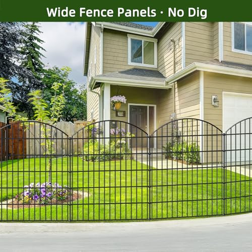 Heavy Duty Metal Garden Fence 43.2 in x 14.75 ft, No-Dig Fencing for Yard - size: 43.2"Hx14.75ft (Heavy Duty Panels)