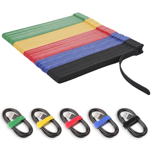 150 PCS Fastening Cable Ties Reusable, Multi-purpose 8 in Cable Management Ties with Hook and Loop, Adjustable Cord Ties for Organizing Home, Office and Data Centers, 5 Colors - color: 8 Inch 150 Pcs