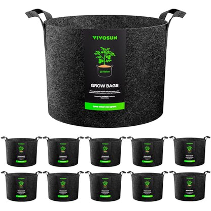 VIVOSUN 10-Pack 20 Gallon Plant Grow Bags Fabric Pots with Handles - size: 20 Gallons, style: 10-Pack