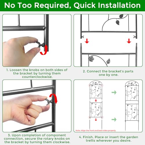 4 Pack Garden Trellis for Climbing Plants, 71 x 20 inch Rustproof Heavy Duty Metal Trellis for Climbing Rose Vine Clematis, Perfect for Premium Patio Decor & Luxury Outdoor Garden Design, Silver Gray