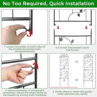 4 Pack Garden Trellis for Climbing Plants, 71 x 20 inch Rustproof Heavy Duty Metal Trellis for Climbing Rose Vine Clematis, Perfect for Premium Patio Decor & Luxury Outdoor Garden Design, Silver Gray