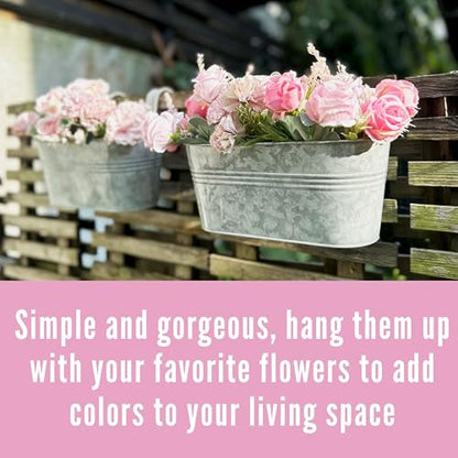 LaLaGreen Rail Planter (16 in, 6 Pack) Silver Metal Hanging Flower Pots - size: 16" (41cm) x 4 Pack