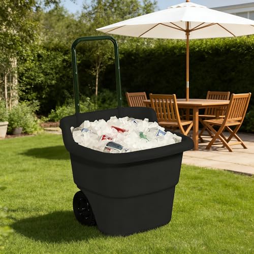 15-Gallon Lawn & Garden Cart – Resin Material, Assembled Dimensions: 20.75" L x 22.5" W x 35.75" H – Outdoor Utility Cart for Yard Work, Gardening, and Landscaping,Black