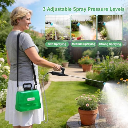 SideKing 2 Gallon Battery Powered Sprayer, Electric Garden Sprayer with 3 Adjustable Pressures & Telescopic Wand, Rechargeable Weed Sprayer for Lawn, Yard & Pest Control, 4 Nozzles Included - size: 2 Gal