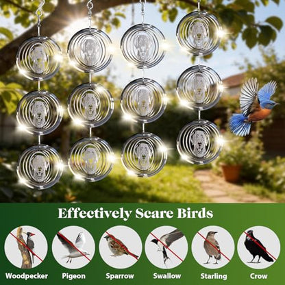 CHONOVO 12 Discs 4 Set Bird Deterrents for Outside, Dog Wind Spinner - size: Labrador (12 Discs 4 Pcs)