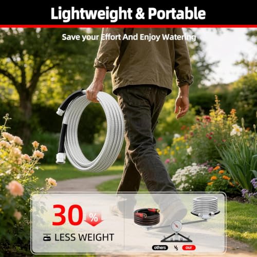 SPECILITE Metal Garden Water Hose 100 FT With Reinforced 3/4" Fittings - size: 100FT