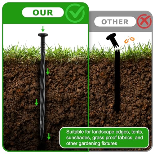 300Pcs 8-Inch Plastic Landscape Edging Spikes, Spiral Anchoring Nails for Weed Barrier, Paver Edging, Landscape Edging, Artificial Turf, Grass Pathways, and More - style: 300pcs