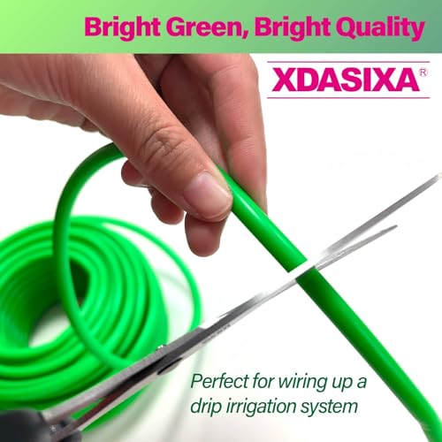 1/4" Drip Irrigation Tubing 200ft, Flexible UV-Resistant Garden Hose for DIY Irrigation Systems, Hydroponics, Greenhouse & Outdoor Watering, Lightweight Misting Tubing (Green) - size: 200 FT