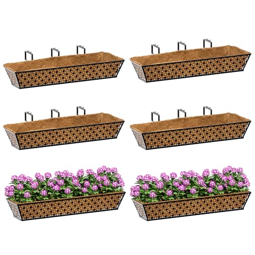 SPECILITE 30" Adjustable Metal Window Railing Planters Boxes, 6 Pack - size: 30in, style: 6Packs