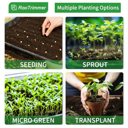 RooTrimmer Shallow 1020 Nursery Flat Trays Specialized for Holding & Carrying 200 Cell Plug Seedling Trays (Height is 1.3"),Microgreen Germination Trays,10 Pack, No Holes (YB01, 10Pcs) - size: YB01-10P-Black