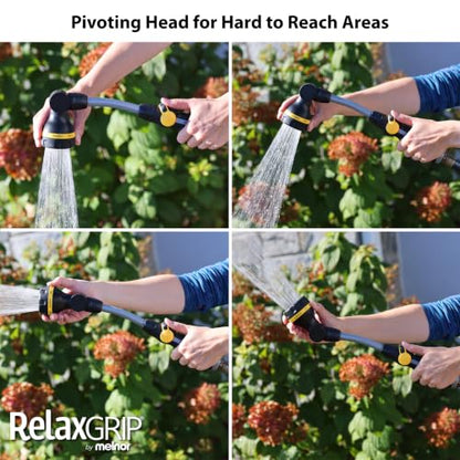 Melnor 65173AMZ RelaxGrip 8 Pattern 16" Pivoting Wand Bundle, Metal, Black, Yellow