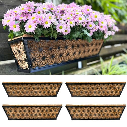 LaLaGreen Modern Black Wall Planter (24 in, 4 Pack) Window Flower Box - size: 24" (61cm) x 4 pack