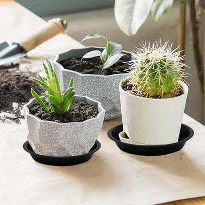 6 Pack 4 Inch Black Plant Saucers Plastic Drip Trays for Pots - color: Black, size: 4 Inch