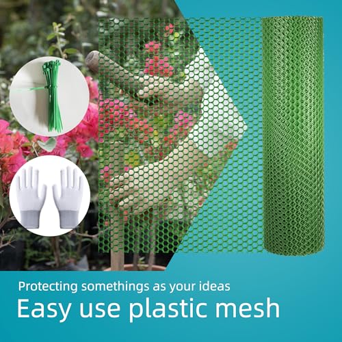 Pet & Garden Safeguard - 15.7IN x 16.4FT Roll - Green Plastic Netting, Multi-Use Decorative Fencing for Poultry, Dogs, Rabbits,Chicken and Snake Barrier - color: Green-16.4FT×15.7IN