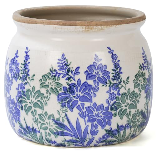 Dosayes Flower Pot,Vintage Ceramic Pot for Plant with Drainage Holes - color: Turquoise
