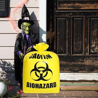 Qilery 4 Pcs Large Halloween Lawn Leaf Trash Bags Outdoor,Biohazard - style: Biohazard