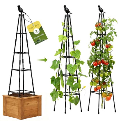 2 Pack Garden Trellis for Climbing Plants Outdoors,65Inch Cucumber Trellis Garden Obelisk Trellis Rustproof Plants Support with Adjustable Heights for Indoor Potted Plants, Vines, Vegetables - style: Bird-shaped(2Pack)