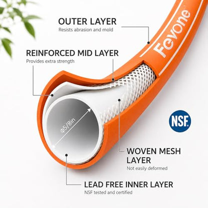 FEVONE Hybrid Polymer Garden Hose 75 ft, Heavy Duty Water Hose - color: Orange, size: 75FT