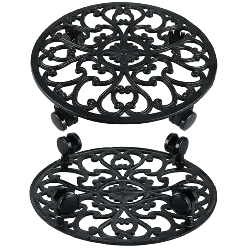 14 In Rolling Plant Stand with Wheels Metal Plant Caddy with Wheels 1 Pack - color: Black, size: 14 inch: 1 pcs