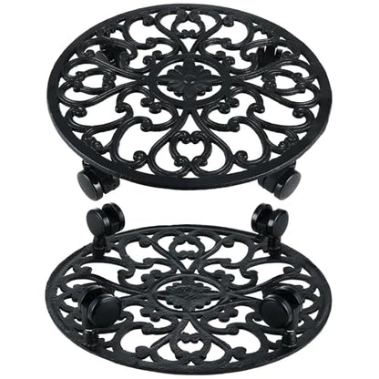 14 In Rolling Plant Stand with Wheels Metal Plant Caddy with Wheels 1 Pack - color: Black, size: 14 inch: 1 pcs