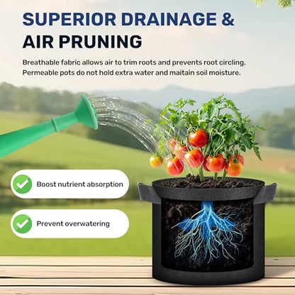 Simple Deluxe Grow Bags 5 Gallon 10 Pack Planter Pots with Handles, Thickened Nonwoven Fabric Aeration Cloth Bag, Heavy Duty Gardening for Tomoato, Potato, Vegetable, Herbs and Flowers, Black - color: 10 Pack, size: 5 Gallon 2025Version