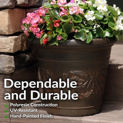 Sunnydaze Arabella 16'' Plastic Planter Pot for Plants, Rust - color: Rust, size: 16 in
