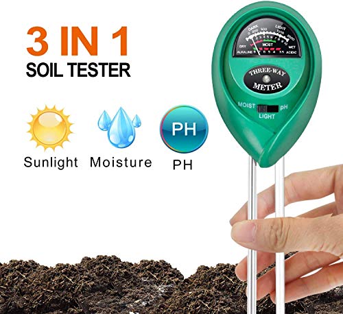 iPower 4 Pack 3-in-1 Soil Test Kit, Soil Moisture/Light/pH Meter for House Plant, Garden Lawn, Farm, Ideal for Indoor & Outdoor Use - size: Round, style: 4 Pack