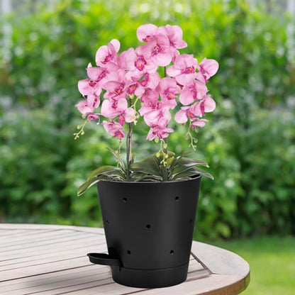 Vanslogreen 6 Inch Orchid Pots with Holes, Self Watering Plant Pots, 2 Pack - color: Black