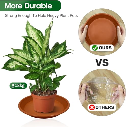 4 Pack of 12 inch Plant Saucer, Plastic Terracotta Plant Water Tray