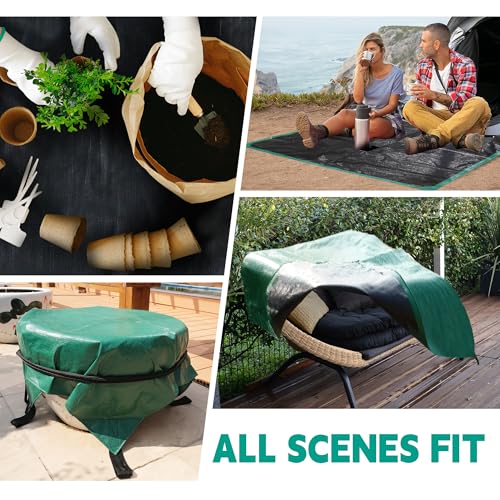 RAINDEWAY 6x6 Feet Leaf Tarp with Handles 10 Mil Waterproof Tarp for Leaves - size: 6x6 Feet-Finished Size