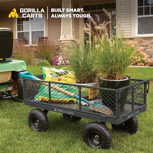 Gorilla Carts Steel Utility Cart, 800 lb Capacity, 4 Cu Ft., Black, 2-Pack