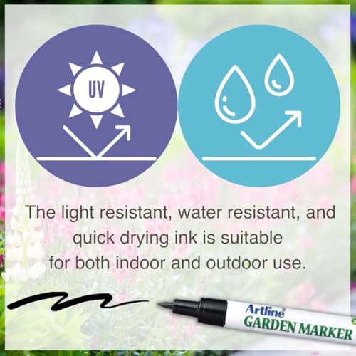 Artline Garden Marker | Water Resistant | Quick Dry Ink Great For Outside Use (4 Markers)