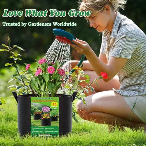 FEED GARDEN 20 Gallon Plant Grow Bags 8 Pack 300G Fabric Pots with Handles - size: 20 Gallon