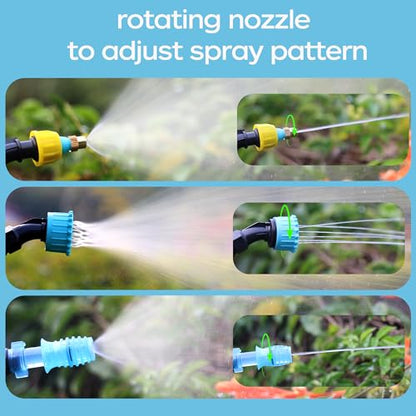Battery Powered Garden Sprayer 2 Gallon with 2 Pressure Mode, 6 Spray Nozzles, Rechargeable Weed Sprayer Telescopic Wand, Adjustable Strap for Lawn Garden, Blue (Green) - color: Green