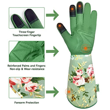 WANCHI Work Garden Gloves Women,Long Sleeve Gardening Gloves,Green Small - color: Green, size: Small (Pack of 1)
