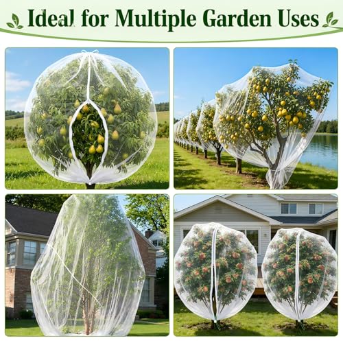 3 Pack 8x8 ft Large Fruit Tree Netting Covers with Zipper & Drawstring - size: 8x8 ft