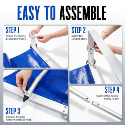 Outvita Snow Roof Rake, 5.3-20FT Extendable Aluminum Pole, Blue - color: Blue, size: 20FT