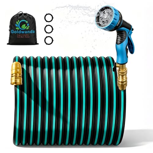 Expandable Garden Hose 100FT Brass Fittings - color: Blue, size: 100FT
