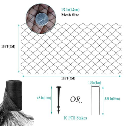 Pond Netting 10x10 Ft, 1/2 in Woven Fine Mesh Leaf Net - size: 10 x 10 Ft