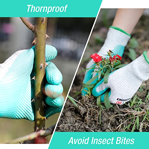 HAUSHOF 3-Pair Large Gardening Work Gloves, Breathable Latex-Coated