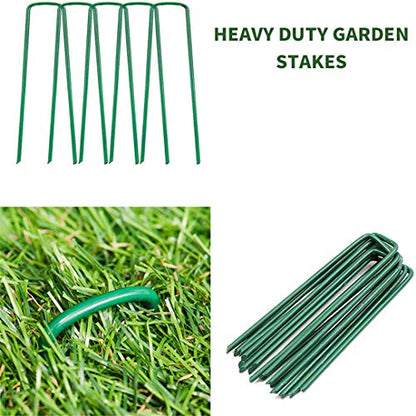 Yeasing Garden Pegs Pins Ground Stakes Staples Spikes U Shaped Landscape Securing Nail Pin Lawn Fabric Netting Matting 6Inch 20PCS (Pack of 4) - size: 6 inch (Pack of 4)