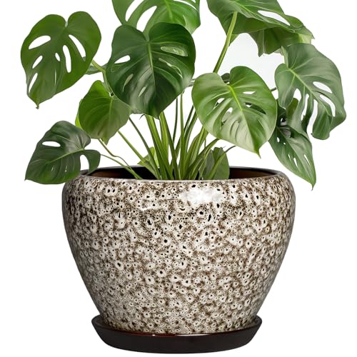 Ceramic Plant Pots, 8 Inch Planters Indoor, White Leopard - color: White Leopard, size: 8 Inch