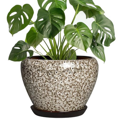 Ceramic Plant Pots, 8 Inch Planters Indoor, White Leopard - color: White Leopard, size: 8 Inch