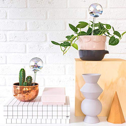 Tomorotec 2Pcs Rainbow Glass Plant Watering Globes, Self Watering Spikes - color: Iridescent 2-Pack